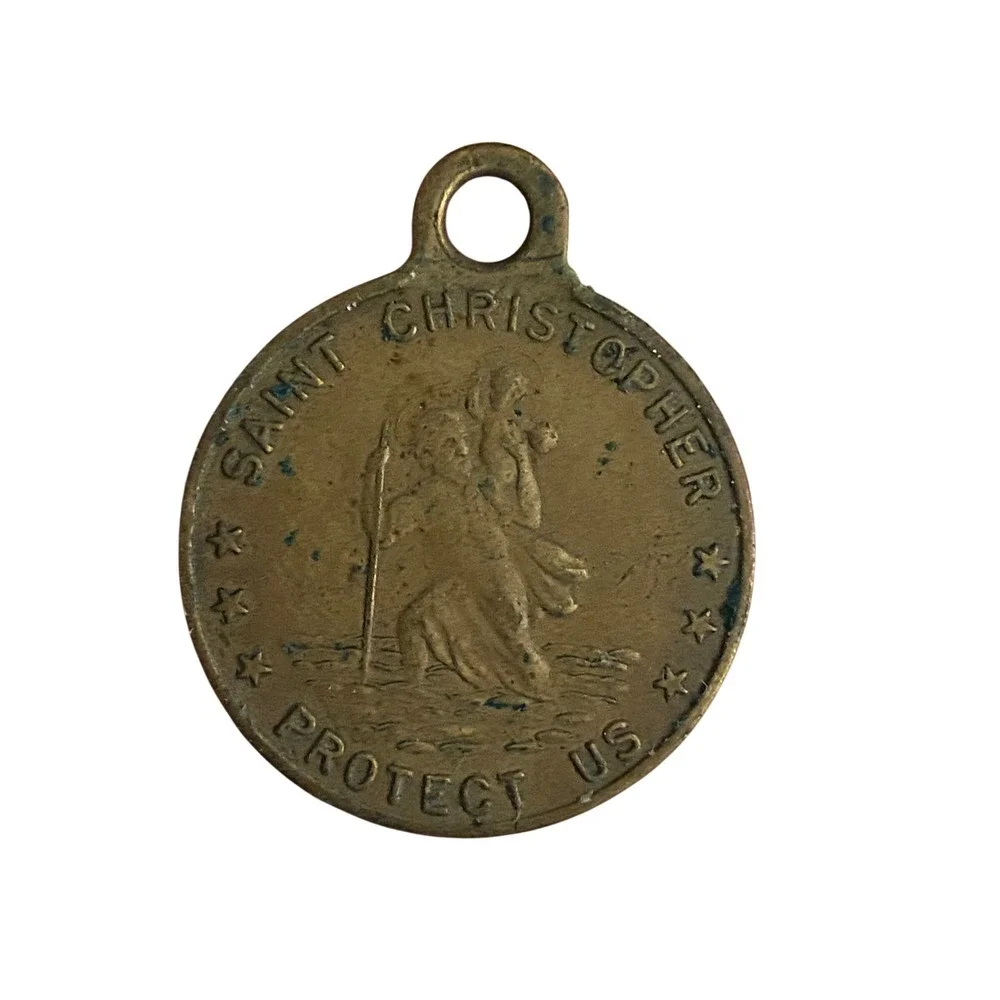 Unbranded St Christopher St Anthony Medal Unisex OS‎ Vintage Brass Tone Pendant